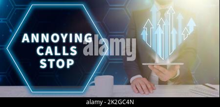 Zeichen, das Neues lernen anzeigt. Wort geschrieben auf verhindern Spam-Handys Blacklisting Zahlen wütend Anrufer Stockfoto