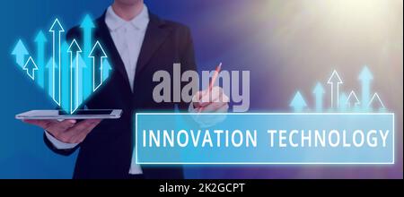 Schreiben mit Text Innovation Technology. Geschäftskonzept Neue Idee oder Methode technischer oder wissenschaftlicher Natur Stockfoto