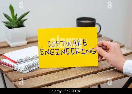 Schreiben mit Anzeige von Text Software Engineering. Business Concept Programmentwicklung in systematischem quantifizierbaren Ansatz Stockfoto