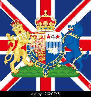 Camilla Wappen auf der britischen Flagge, Queen Consort of the King Charles Third, 2022 Stockfoto