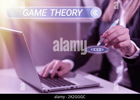 Text mit Inspiration Game Theory. Internet-Konzept Zweig der Mathematik mit der Analyse von Strategien befasst Stockfoto