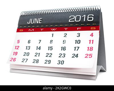 Desktop-Kalender Juni 2016 Stockfoto