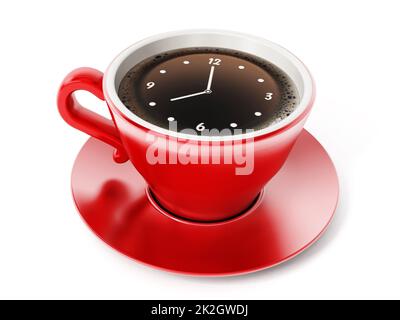 Die Uhr auf den Kaffeetassen Stockfoto