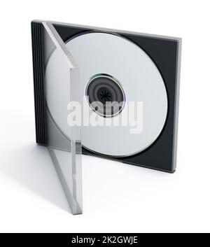 CD- oder DVD-Hülle mit isoliertem Leermedium auf weißem Hintergrund Stockfoto