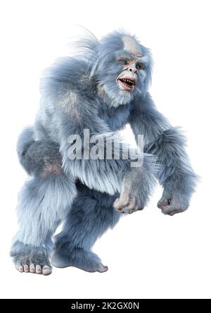 3D Rendering Yeti on White Stockfoto