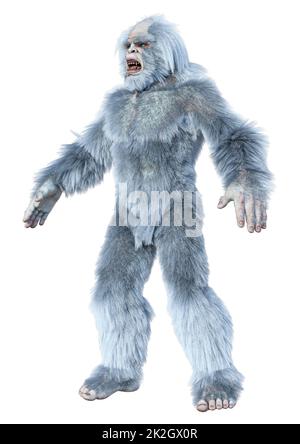 3D Rendering Yeti on White Stockfoto