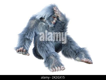 3D Rendering Yeti on White Stockfoto