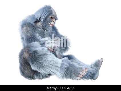 3D Rendering Yeti on White Stockfoto