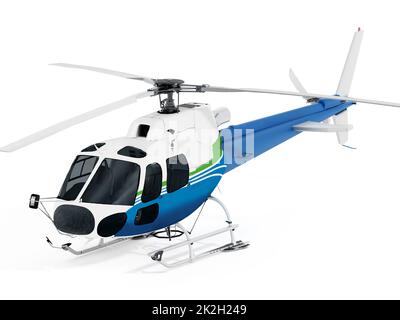 Hubschrauber isoliert auf weißem Hintergrund Stockfoto