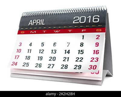 Desktop-Kalender April 2016 Stockfoto