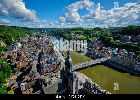 Luftaufnahme der Stadt Dinant, Belgien Stockfoto