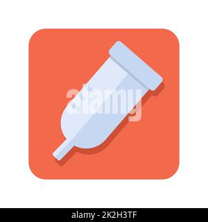 Abstraktes Button-Symbol medizinische Spritze auf weißem Hintergrund - Vektor Stockfoto