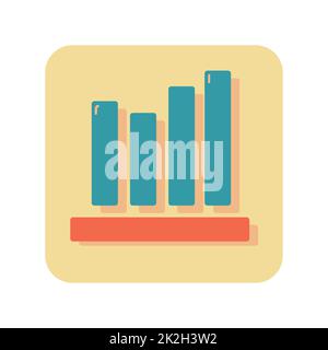 Abstraktes Schaltflächensymbol: Statistisches Diagramm auf weißem Hintergrund - Vektor Stockfoto