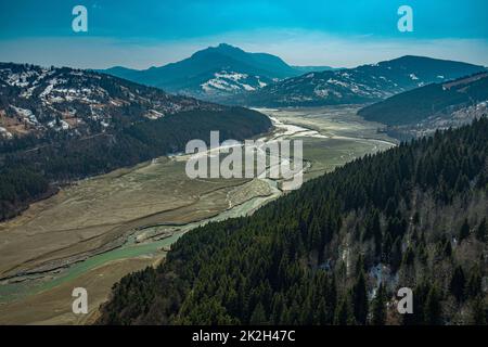 Trockener Seeblick aus der Luft Stockfoto