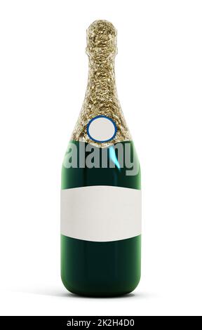 Flasche Champagner und Gläser Stockfoto