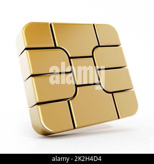 Gold-sim-Karten-Chip isoliert auf weißem Hintergrund Stockfoto