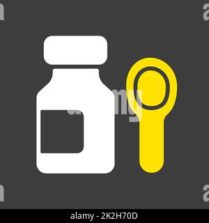 Symbol für Vektorglyphe in Flaschen mit Sirup-Medikamenten Stockfoto