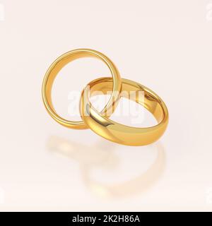 Zwei goldene Hochzeit Ringe Stockfoto