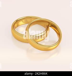 Zwei goldene Hochzeit Ringe Stockfoto