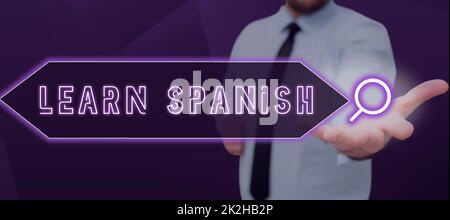 Schreiben Text anzeigen Spanisch lernen. Konzeptionelle Foto Übersetzung Sprache in Spanien Vokabeldialektalsprache Stockfoto