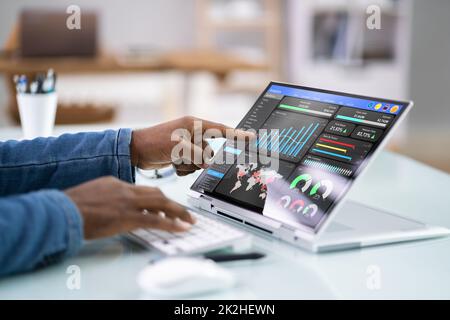 Dashboard-Analysen für KPI-Geschäftsdaten Stockfoto