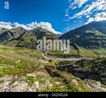 Blick auf das Tal von Lahaul im Himalaya Stockfoto