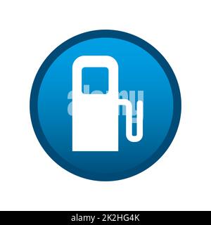 Rundes Mediensymbol an der Tankstelle auf weißem Hintergrund - Vektor Stockfoto