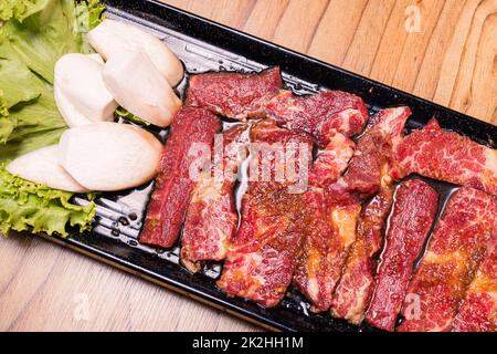 Koreanischer traditioneller Stil frisches Schweinefleisch Rindfleisch Bauch BBQ Stockfoto