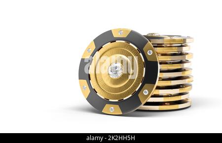 Altmodischer Gold-Casino-Chip mit Diamant. Stockfoto