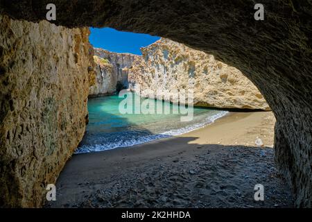 Papafragas Strand auf der Insel Milos, Griechenland Stockfoto