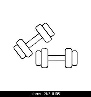 Dünne Linie für sportliche Kurzhanteln auf weißem Hintergrund - Vektor Stockfoto