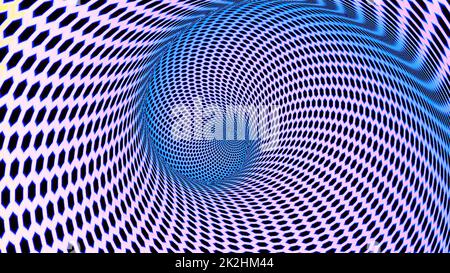 Abstrakter hypnotischer Spiraltunnel in rosa und blau Stockfoto