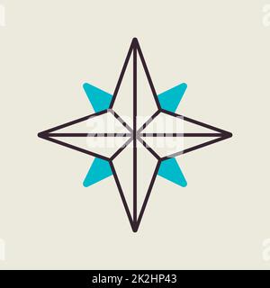 Vektorsymbol für Windrosen. Navigationszeichen Stockfoto