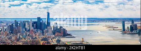 Panoramablick auf die Skyline von New York City und New Jersey Stockfoto