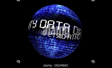 Schmutziges Datenkonzept auf rotierender Kugel Stockfoto