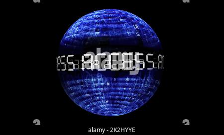 Datenkonzept auf rotierender Kugel aufrufen Stockfoto