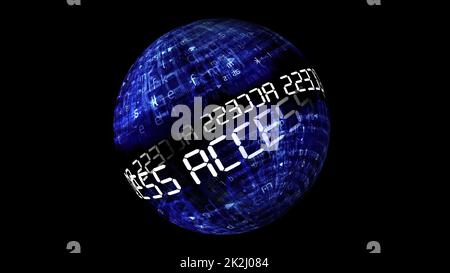 Datenkonzept auf rotierender Kugel aufrufen Stockfoto