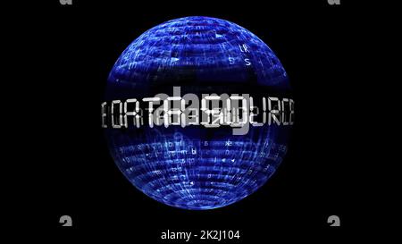 Datenquellenkonzept auf rotierender Kugel Stockfoto