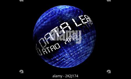 Datenleck-Konzept auf rotierender Kugel Stockfoto