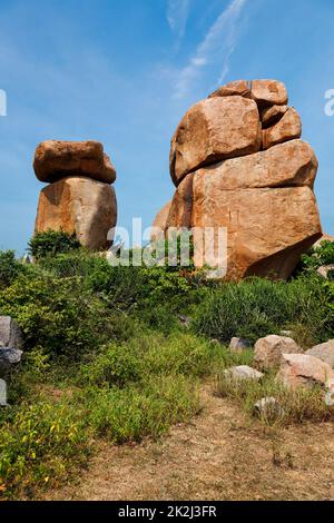 Riesige Felsbrocken in Hampi, Karnataka, Indien Stockfoto