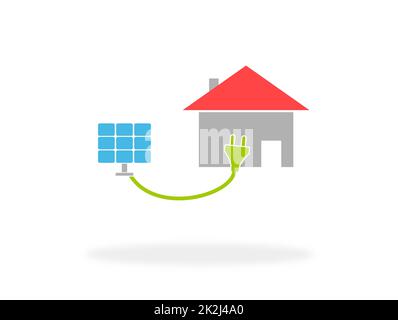 Erneuerbare Energien – Haussymbol mit Solarsymbol Stockfoto