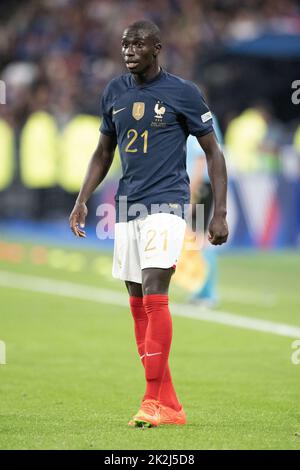 Paris, Frankreich. 22. September 2022, Ferland Mendy aus Frankreich in Aktion während der UEFA Nations League Ein Spiel der Gruppe 1 zwischen Frankreich und Österreich im Stade de France, am 22. September 2022 in Saint-Denis bei Paris, Frankreich., Foto von David Niviere/ABACAPRESS.COM Stockfoto