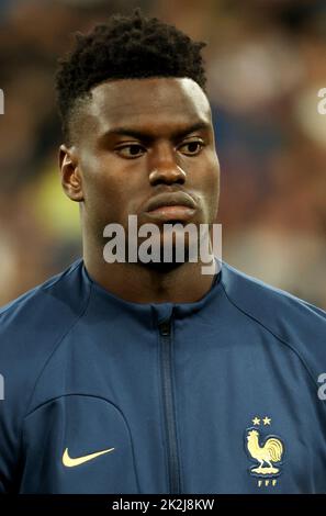 Paris, Frankreich - 22/09/2022, Benoit Badiashile von Frankreich während der UEFA Nations League, League A - Gruppe 1 Fußballspiel zwischen Frankreich und Österreich am 22. September 2022 im Stade de France in Saint-Denis bei Paris, Frankreich - Foto Jean Catuffe / DPPI Stockfoto