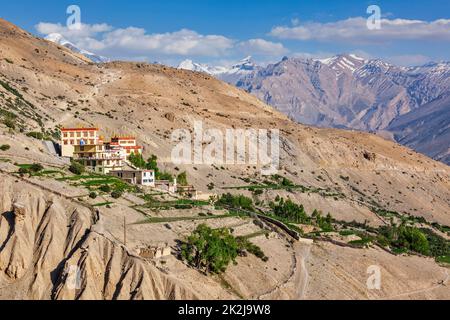 Dhankar Gompa Kloster und Dhankar Dorf, Spiti Tal, Himachal Pradesh, Indien Stockfoto