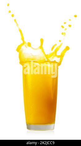 Spritzer Orangensaft im hohen Glas Stockfoto