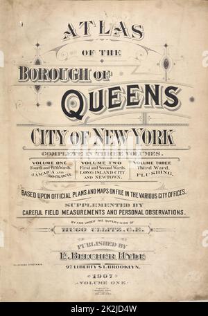 Kartografisch, Karten. 1907. Lionel Pincus und Prinzessin Firyal Map Division Atlas des Bezirks Queens. City of New York komplett in drei Bänden. Band 1, vierte und fünfte Station. Jamaika und Rockway. Seite. Stockfoto