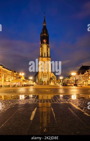 Delfter Marktplatz Markt am Abend. Delfth, Niederlande Stockfoto