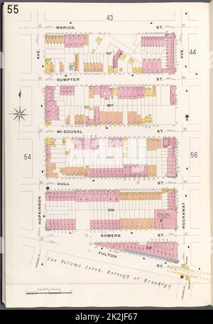 Kartografisch, Karten. 1884 - 1936. Lionel Pincus und Princess Firyal Map Division. Feuerversicherung , New York (Staat), Immobilien , New York (Staat), Städte und Orte , New York (Staat) Brooklyn V. 5, Plate No. 55 Karte begrenzt durch Marion St., Rockaway Ave., FultonSt., Hopkinson Ave Stockfoto