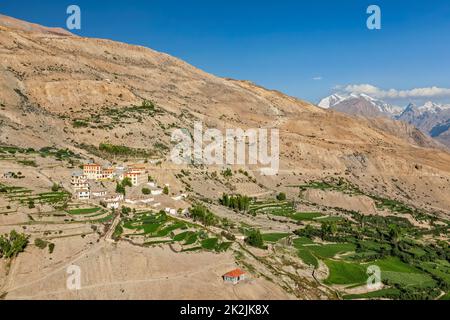 Dhankar Gompa Kloster und Dhankar Dorf, Spiti Tal, Himachal Pradesh, Indien Stockfoto