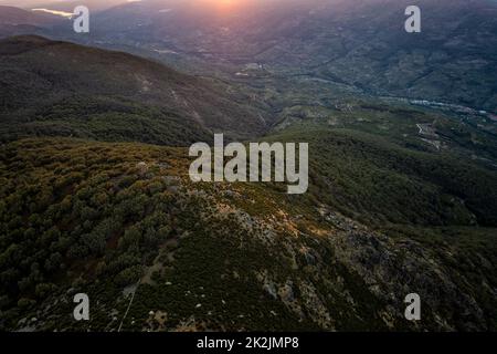 Sonnenuntergang im Jerte Valley. Extremadura. Spanien. Stockfoto